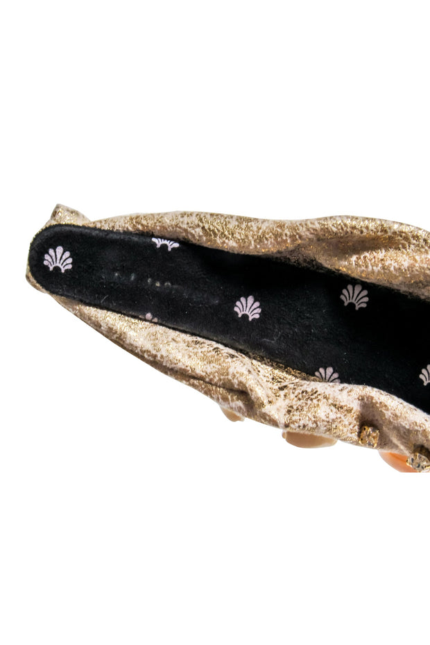 Current Boutique-Lele Sadoughi - Gold Metallic Shell & Gem Embellished Headband
