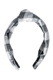 Current Boutique-Lele Sadoughi - Grey & White Plaid Knot Front Headband