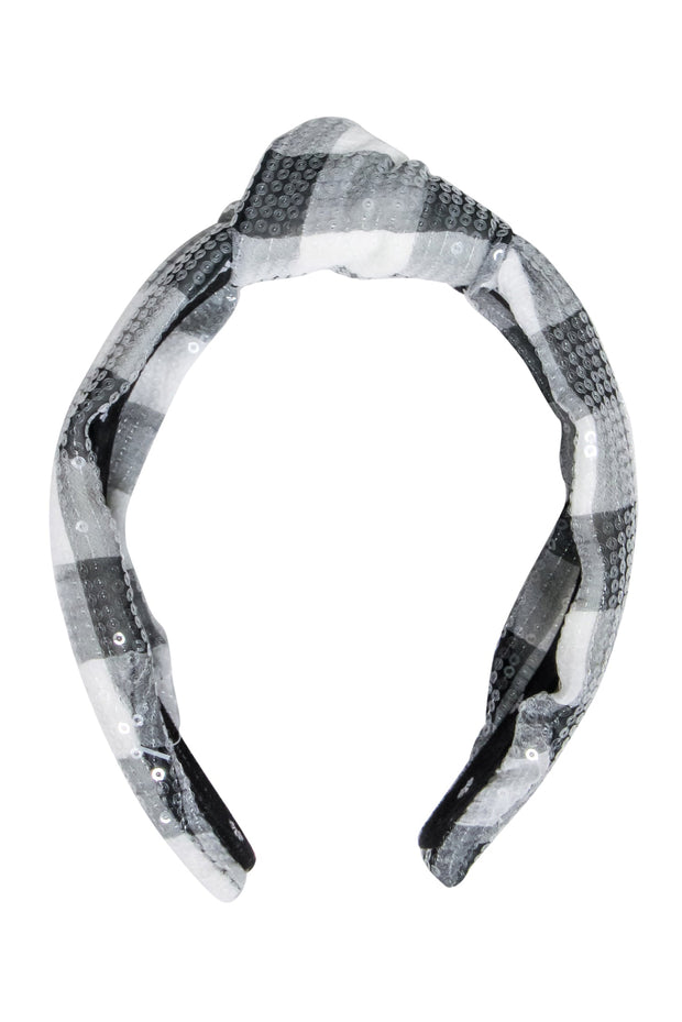 Current Boutique-Lele Sadoughi - Grey & White Plaid Knot Front Headband