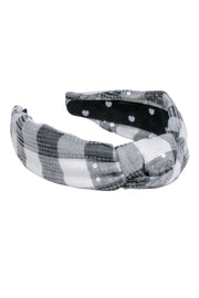 Current Boutique-Lele Sadoughi - Grey & White Plaid Knot Front Headband