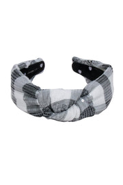 Current Boutique-Lele Sadoughi - Grey & White Plaid Knot Front Headband