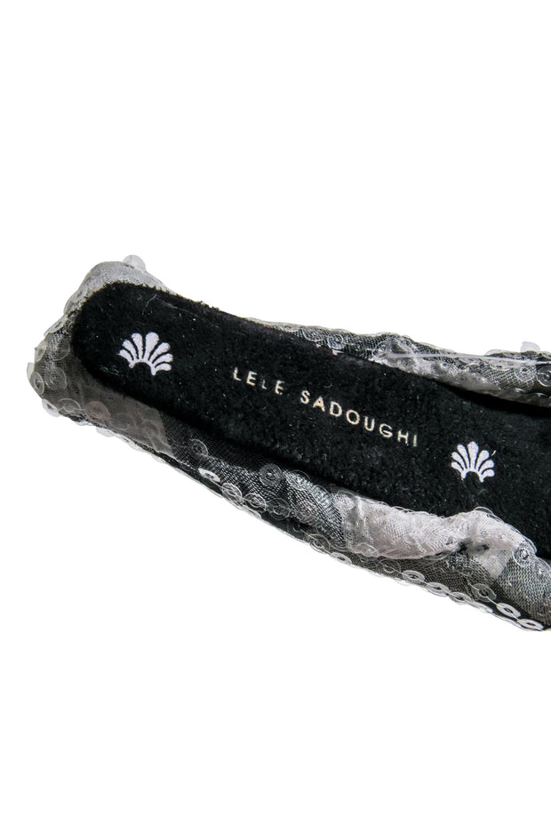 Current Boutique-Lele Sadoughi - Grey & White Plaid Knot Front Headband