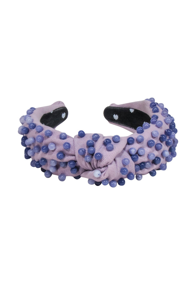 Current Boutique-Lele Sadoughi - Lilac Knot Front Headband w/ Purple Bead Embellishment