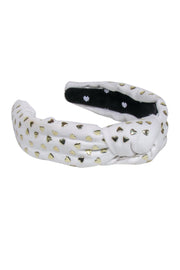 Current Boutique-Lele Sadoughi - White Knot Front w/ Gold Hearts Headband