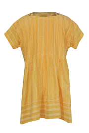 Current Boutique-LemLem - Yellow Pinstripe Keyhole Ruffle Dress Sz S
