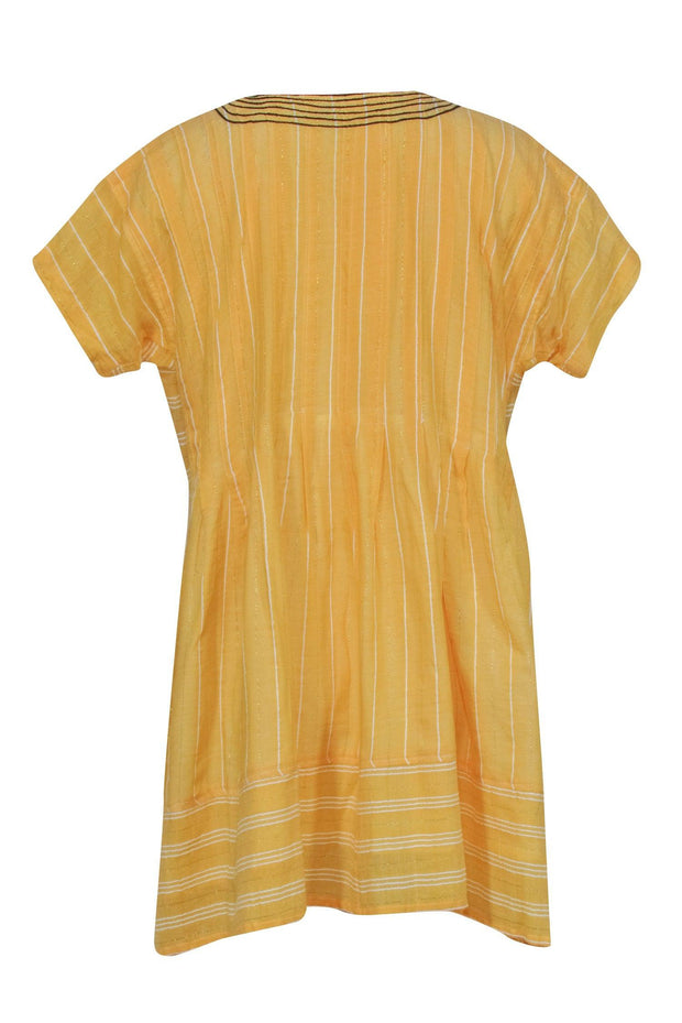 Current Boutique-LemLem - Yellow Pinstripe Keyhole Ruffle Dress Sz S