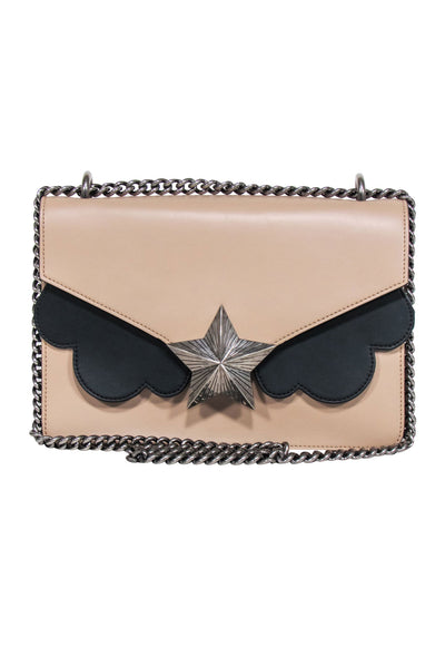 Current Boutique-Les Jeunes Etoiles - Beige & Black Leather Shoulder bag w/ Antiqued Star