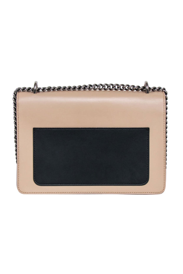 Current Boutique-Les Jeunes Etoiles - Beige & Black Leather Shoulder bag w/ Antiqued Star