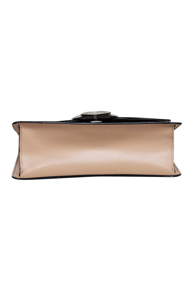 Current Boutique-Les Jeunes Etoiles - Beige & Black Leather Shoulder bag w/ Antiqued Star