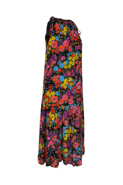 Current Boutique-Les Reveries - Pink Multicolor Silk Floral High Neck Maxi Dress Sz XS