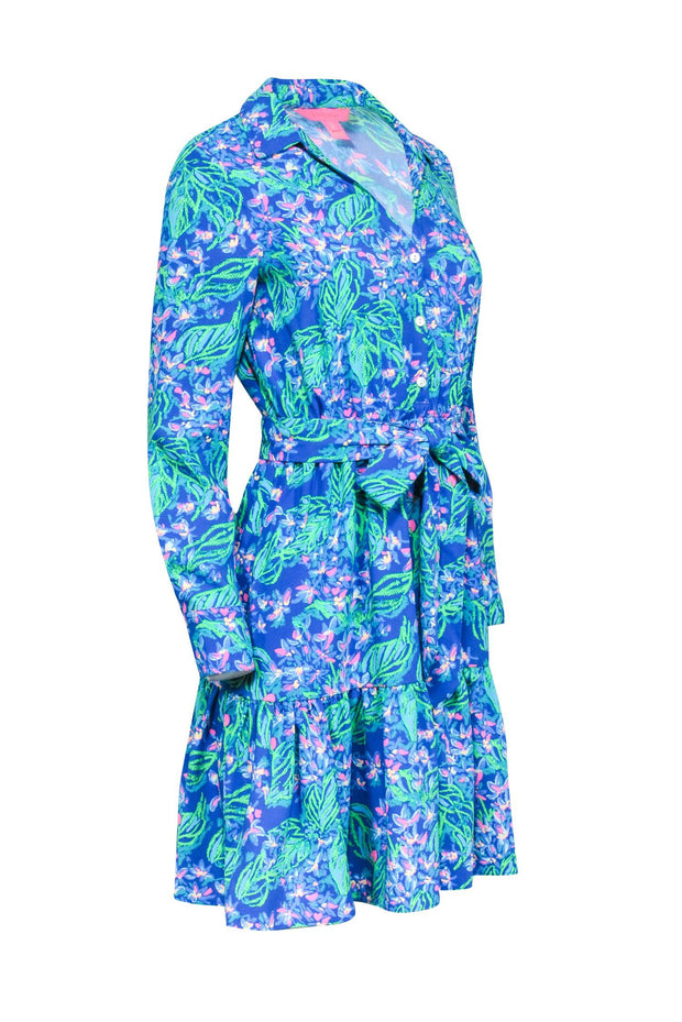 Current Boutique-Lilly Pulitzer - Blue, Green, & Pink Print Button Front Dress Sz 0