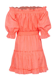 Current Boutique-Lilly Pulitzer - Coral Cotton Off-the-Shoulder Belted Dress Sz S