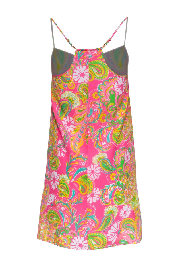 Current Boutique-Lilly Pulitzer - Pink, White, & Yellow Paisley Printed Silk Slip Dress Sz XS