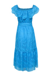 Current Boutique-Lilly Pulitzer - Aqua Blue Eyelet Lace Off The Shoulder Dress Sz S