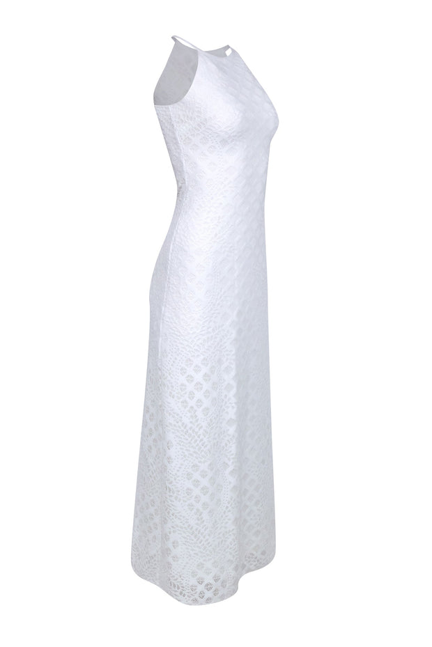 Current Boutique-Lilly Pulitzer - White Sleeveless High Neck Crochet Lace Maxi Dress Sz XXS
