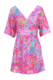 Current Boutique-Lilly Pulitzer - Hot Pink & Multi Color Aquatic Print Mini Romper Sz XXS