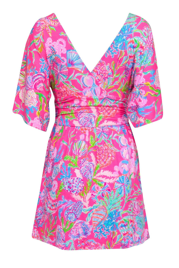 Current Boutique-Lilly Pulitzer - Hot Pink & Multi Color Aquatic Print Mini Romper Sz XXS