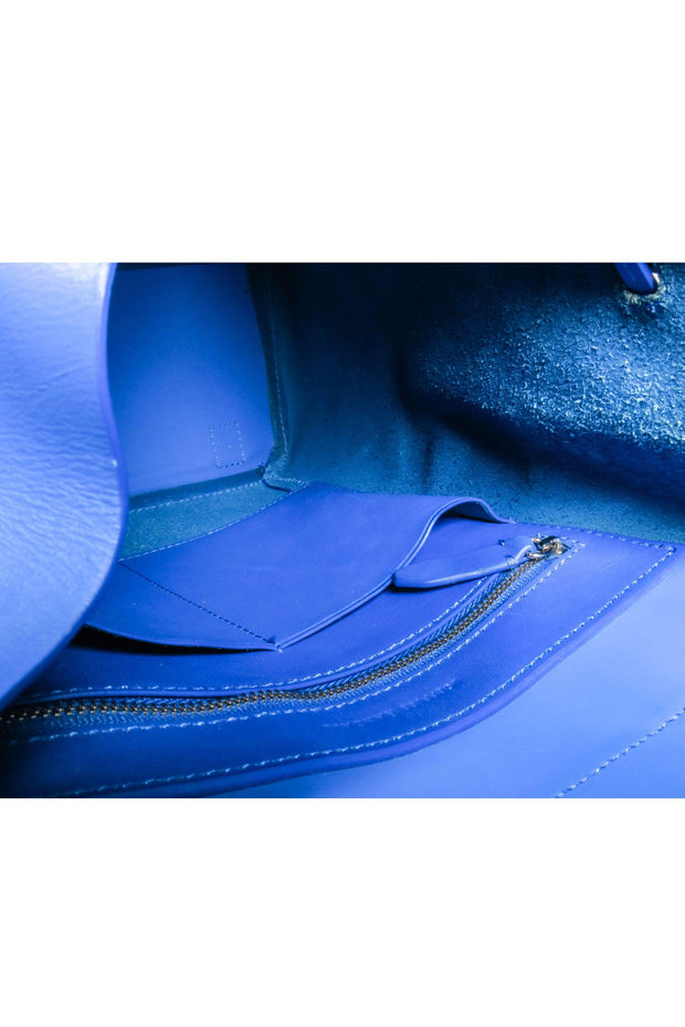 Current Boutique-Loeffler Randall - Blue Leather Front Flap Backpack