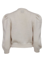 Current Boutique-Loeffler Randall - Cream Wool Button Front Cardigan w/ Rhinestone Detail Sz S