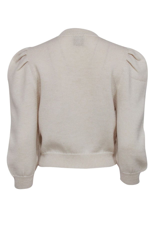 Current Boutique-Loeffler Randall - Cream Wool Button Front Cardigan w/ Rhinestone Detail Sz S