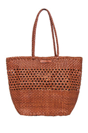 Current Boutique-Loeffler Randall - Tan Woven "Maya" Handbag w/ Leopard Tie Detail