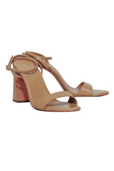 Current Boutique-Loeffler Randall - Beige Leather Strappy Block Heels Sz 6