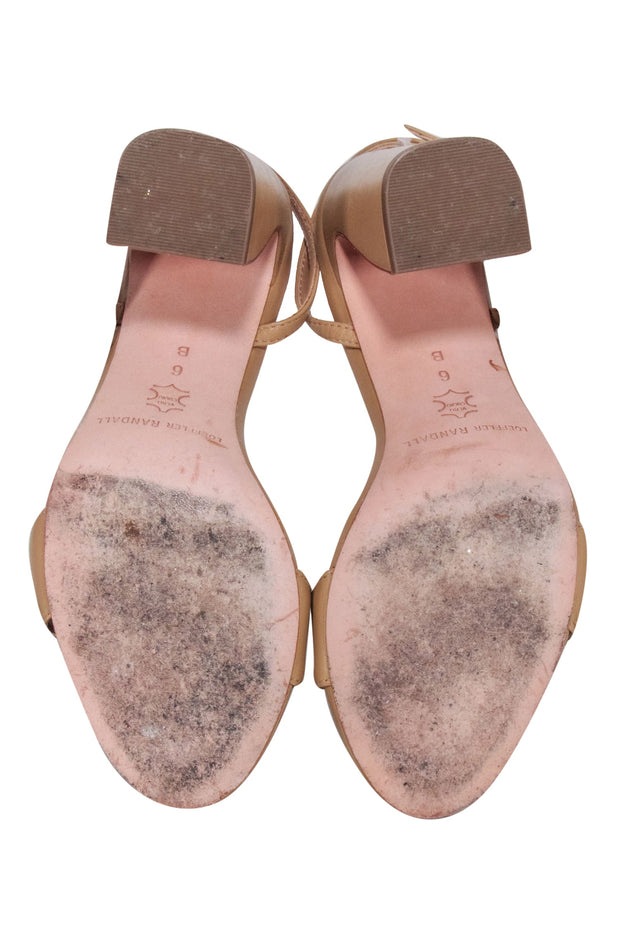 Current Boutique-Loeffler Randall - Beige Leather Strappy Block Heels Sz 6