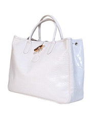 Current Boutique-Longchamp - White Embossed Patent Leather Handbag