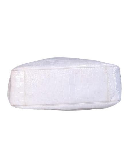 Current Boutique-Longchamp - White Embossed Patent Leather Handbag