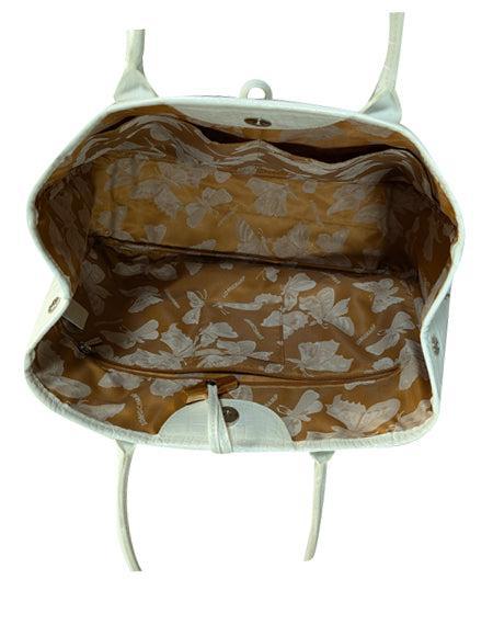 Current Boutique-Longchamp - White Embossed Patent Leather Handbag