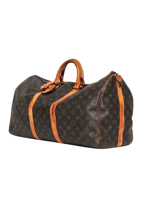 Current Boutique-Louis Vuitton -Brown Monogram Bandoulière Keepall 50 w/ Luggage Tag