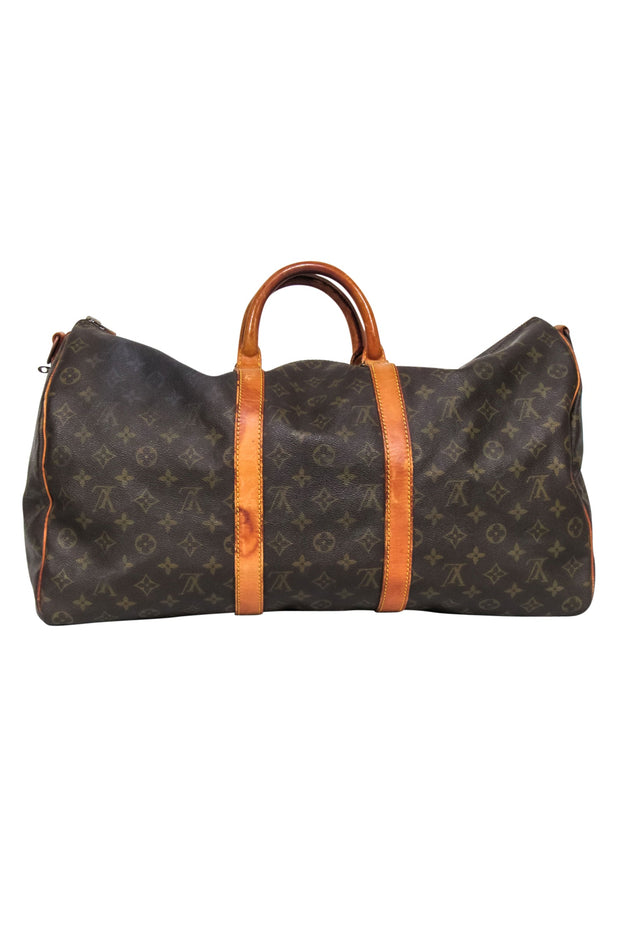 Current Boutique-Louis Vuitton -Brown Monogram Bandoulière Keepall 50 w/ Luggage Tag