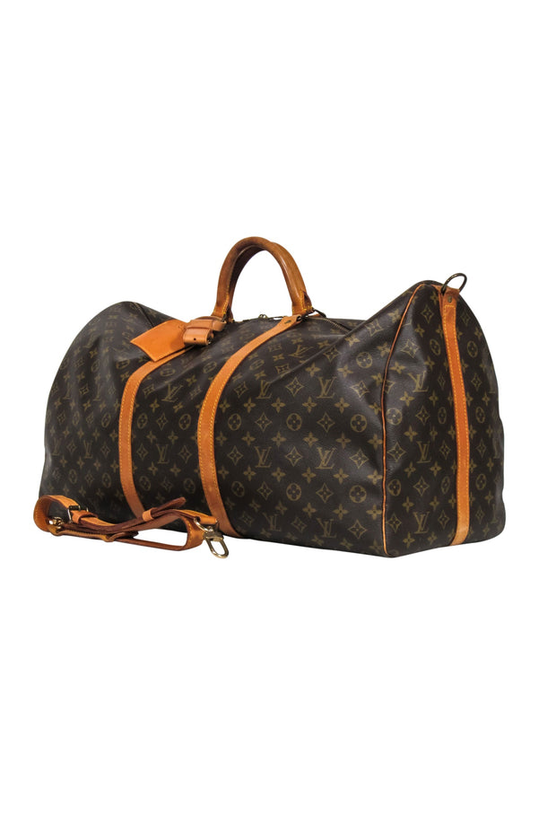 Current Boutique-Louis Vuitton - Brown Monogram Bandoulière Keepall 60 w/ Luggage Tag