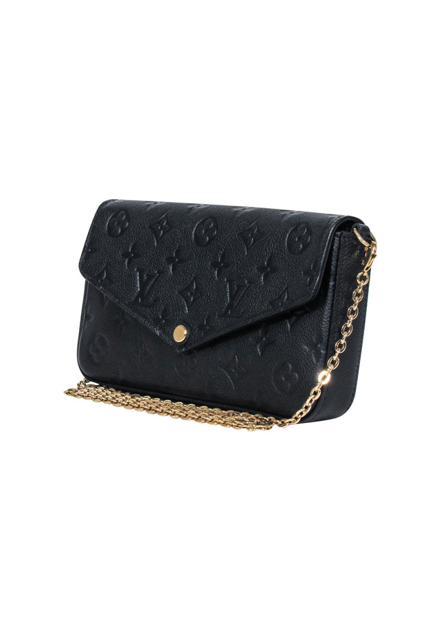 Current Boutique-Louis Vuitton - Black Monogram Empreinte Leather "Félicie Pochette" Crossbody Bag