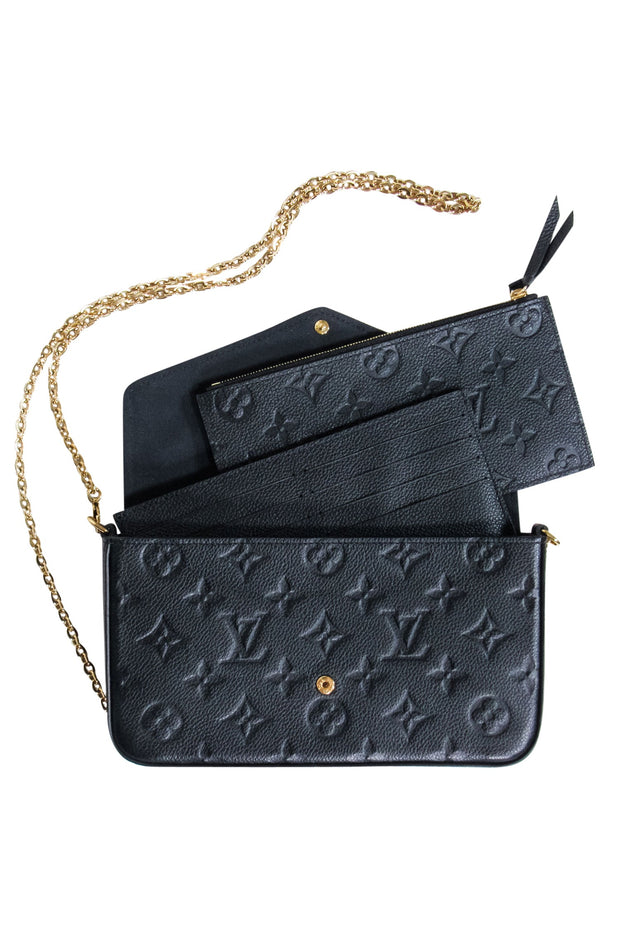 Current Boutique-Louis Vuitton - Black Monogram Empreinte Leather "Félicie Pochette" Crossbody Bag