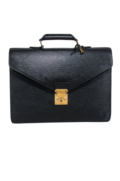 Current Boutique-Louis Vuitton - Black Epi Seviette Briefcase Handbag