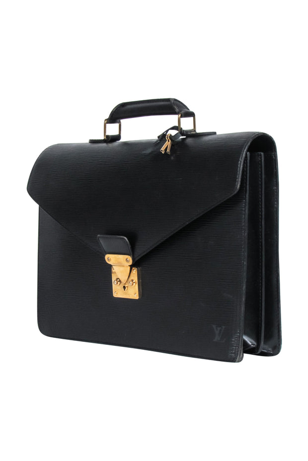 Current Boutique-Louis Vuitton - Black Epi Seviette Briefcase Handbag