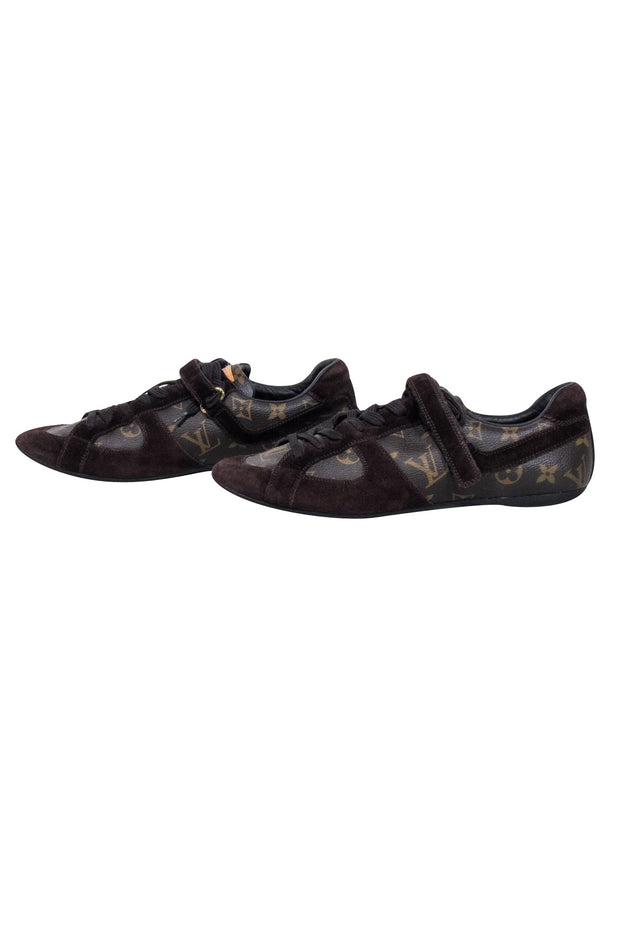 Current Boutique-Louis Vuitton - Brown Monogram & Suede Sneakers Sz 9