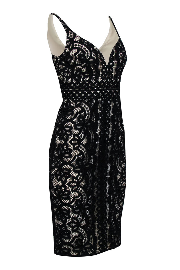 Current Boutique-Lover - Sleeveless Black Illusion Lace Midi Dress Sz 6