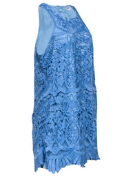 Current Boutique-Lovers + Friends - Light Blue Eyelet Lace Sleeveless Dress Sz L