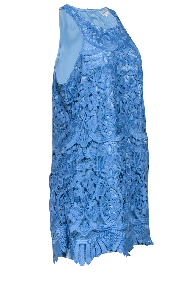 Current Boutique-Lovers + Friends - Light Blue Eyelet Lace Sleeveless Dress Sz L