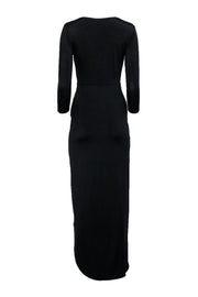Current Boutique-Lovers + Friends - Black Stretch Waist Knot Deep V Formal Dress Sz S