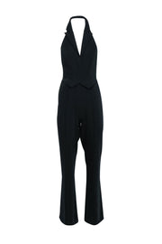 Current Boutique-Lovers + Friends - Black Satin Notched Lapel Jumpsuit Sz S