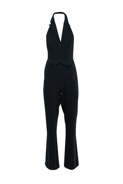 Current Boutique-Lovers + Friends - Black Satin Notched Lapel Jumpsuit Sz S