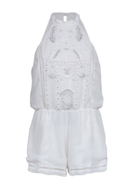 Current Boutique-Lovers + Friends - White Sleeveless Beaded Embellished Romper Sz M