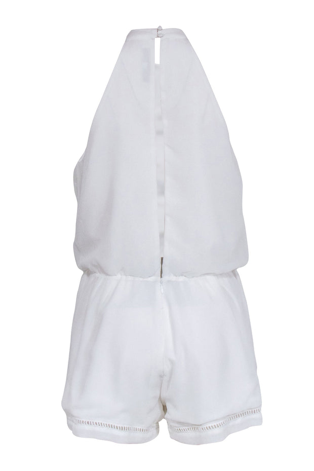 Current Boutique-Lovers + Friends - White Sleeveless Beaded Embellished Romper Sz M