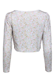 Current Boutique-LoveShackFancy - Light Blue Floral Print Cropped Cardigan Sz XS