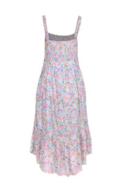 Current Boutique-LoveShackFancy - Light Blue Floral Print Pleated Midi Dress Sz 6