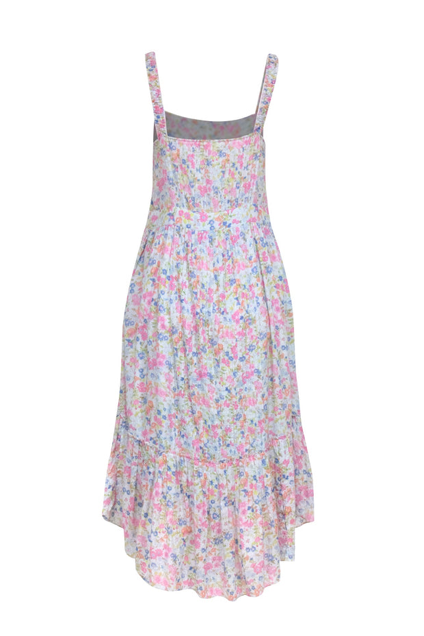 Current Boutique-LoveShackFancy - Light Blue Floral Print Pleated Midi Dress Sz 6