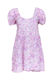 Current Boutique-LoveShackFancy - Pink & Lavender Floral Puff Sleeve Dress Sz XS
